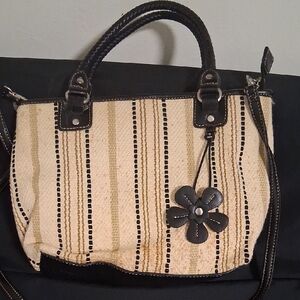 Relic Cream and Black Striped Shoulder Bag